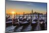 Venetian winter sunrise after snow with gondolas, San Giorgio Maggiore and Lido, Venice, UNESCO Wor-Eleanor Scriven-Mounted Photographic Print