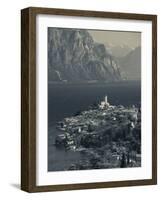 Veneto, Lake District, Lake Garda, Malcesine, Aerial Town View, Italy-Walter Bibikow-Framed Photographic Print