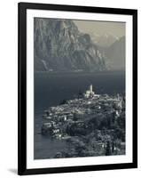 Veneto, Lake District, Lake Garda, Malcesine, Aerial Town View, Italy-Walter Bibikow-Framed Photographic Print