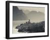 Veneto, Lake District, Lake Garda, Malcesine, Aerial Town View, Italy-Walter Bibikow-Framed Photographic Print