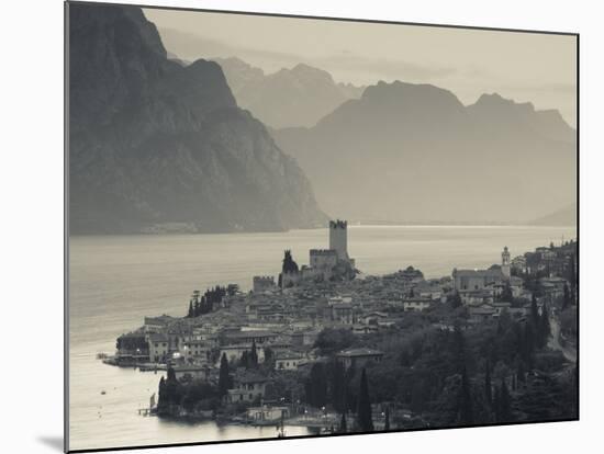 Veneto, Lake District, Lake Garda, Malcesine, Aerial Town View, Italy-Walter Bibikow-Mounted Photographic Print