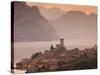 Veneto, Lake District, Lake Garda, Malcesine, Aerial Town View, Italy-Walter Bibikow-Stretched Canvas