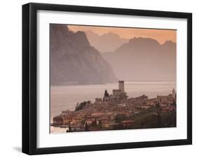 Veneto, Lake District, Lake Garda, Malcesine, Aerial Town View, Italy-Walter Bibikow-Framed Photographic Print