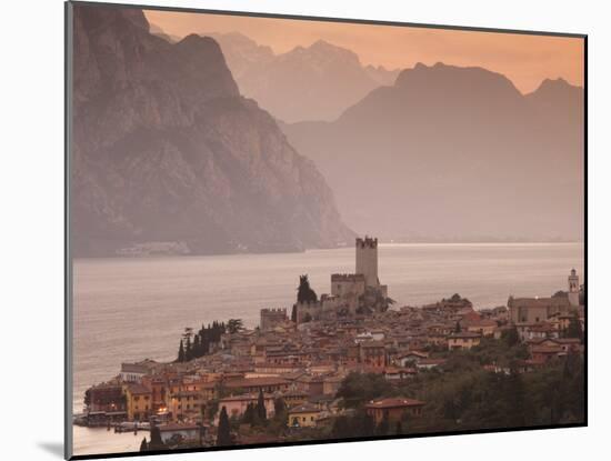 Veneto, Lake District, Lake Garda, Malcesine, Aerial Town View, Italy-Walter Bibikow-Mounted Photographic Print