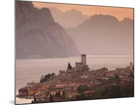 Veneto, Lake District, Lake Garda, Malcesine, Aerial Town View, Italy-Walter Bibikow-Mounted Photographic Print