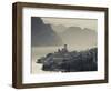 Veneto, Lake District, Lake Garda, Malcesine, Aerial Town View, Italy-Walter Bibikow-Framed Photographic Print