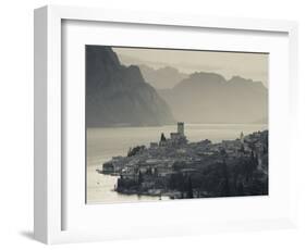 Veneto, Lake District, Lake Garda, Malcesine, Aerial Town View, Italy-Walter Bibikow-Framed Photographic Print