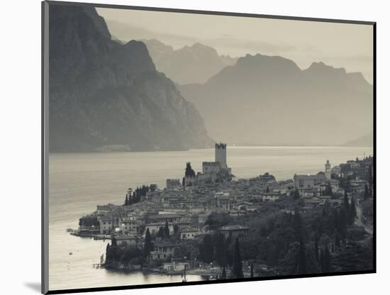 Veneto, Lake District, Lake Garda, Malcesine, Aerial Town View, Italy-Walter Bibikow-Mounted Photographic Print