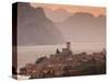 Veneto, Lake District, Lake Garda, Malcesine, Aerial Town View, Italy-Walter Bibikow-Stretched Canvas