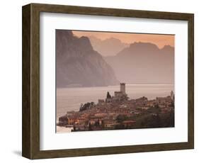 Veneto, Lake District, Lake Garda, Malcesine, Aerial Town View, Italy-Walter Bibikow-Framed Photographic Print