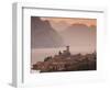 Veneto, Lake District, Lake Garda, Malcesine, Aerial Town View, Italy-Walter Bibikow-Framed Photographic Print