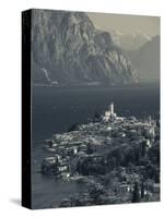 Veneto, Lake District, Lake Garda, Malcesine, Aerial Town View, Italy-Walter Bibikow-Stretched Canvas