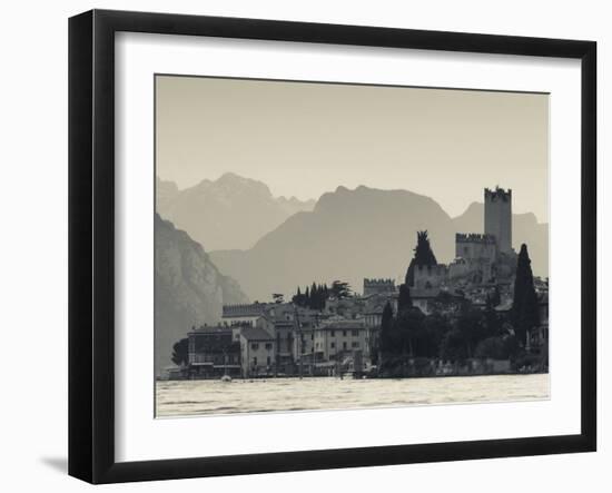 Veneto, Lake District, Lake Garda, Malcesine, Lakeside Town View, Italy-Walter Bibikow-Framed Photographic Print