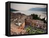 Veneto, Lake District, Lake Garda, Malcesine, Town View from Castello Scaligero Castle, Italy-Walter Bibikow-Framed Stretched Canvas