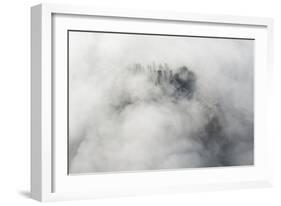 Veneto Mystically in the Fog, Aerial Picture, Cemetery, Ground Fog, Bassano, Italy-Frank Fleischmann-Framed Photographic Print