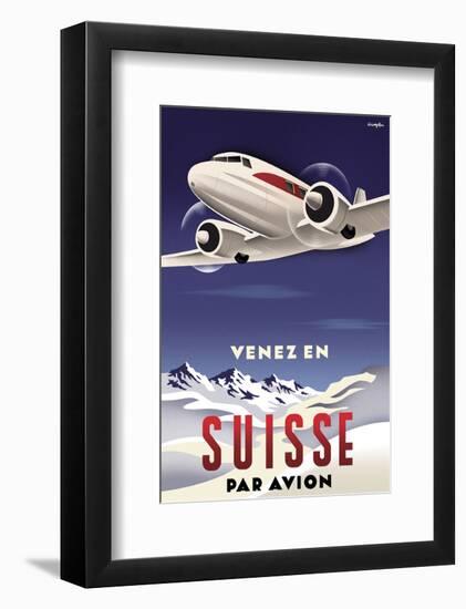 Venez en Suisse par Avion-Michael Crampton-Framed Art Print