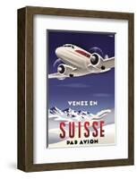 Venez en Suisse par Avion-Michael Crampton-Framed Art Print