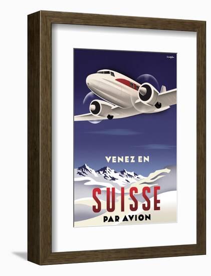 Venez en Suisse par Avion-Michael Crampton-Framed Art Print