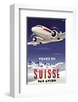 Venez en Suisse par Avion-Michael Crampton-Framed Art Print