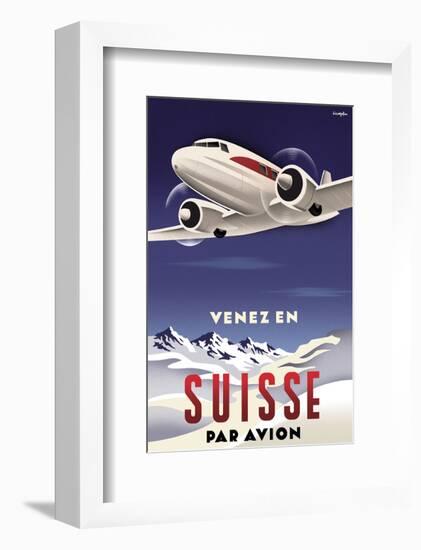 Venez en Suisse par Avion-Michael Crampton-Framed Art Print