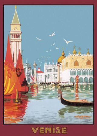 Venezia Italy Classic Reproduction Vintage Italian Art Deco Travel Poster 