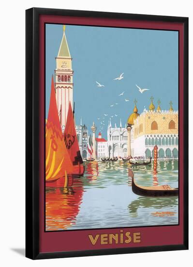 Venezia canale - Italian Vintage Style Travel Poster-null-Framed Poster