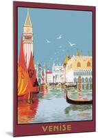 Venezia canale - Italian Vintage Style Travel Poster-null-Mounted Poster