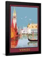 Venezia canale - Italian Vintage Style Travel Poster-null-Framed Poster