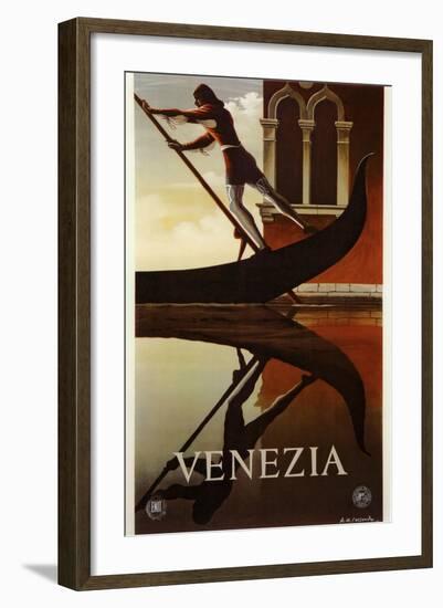 Venezia Venice Man Rowing Gondola-null-Framed Giclee Print