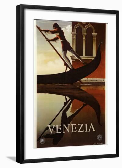 Venezia Venice Man Rowing Gondola-null-Framed Giclee Print