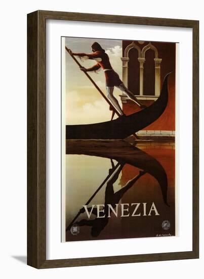 Venezia Venice Man Rowing Gondola-null-Framed Giclee Print