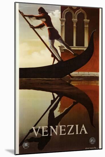 Venezia Venice Man Rowing Gondola-null-Mounted Giclee Print
