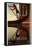 Venezia Venice Man Rowing Gondola-null-Framed Stretched Canvas