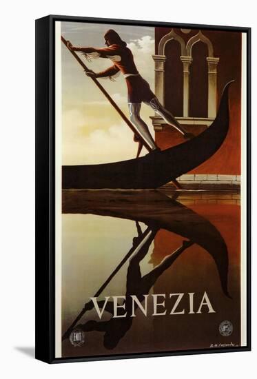 Venezia Venice Man Rowing Gondola-null-Framed Stretched Canvas