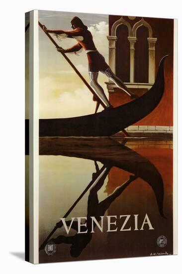 Venezia Venice Man Rowing Gondola-null-Stretched Canvas