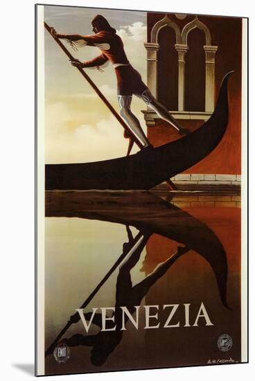 Venezia Venice Man Rowing Gondola-null-Mounted Giclee Print