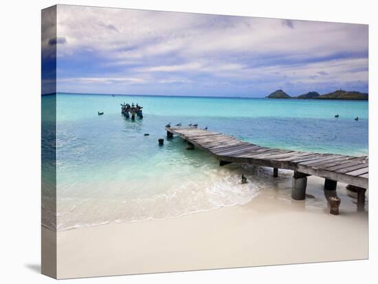 Venezuela, Archipelago Los Roques National Park, Pier on Madrisque Island-Jane Sweeney-Stretched Canvas