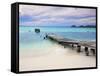 Venezuela, Archipelago Los Roques National Park, Pier on Madrisque Island-Jane Sweeney-Framed Stretched Canvas