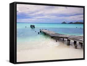 Venezuela, Archipelago Los Roques National Park, Pier on Madrisque Island-Jane Sweeney-Framed Stretched Canvas