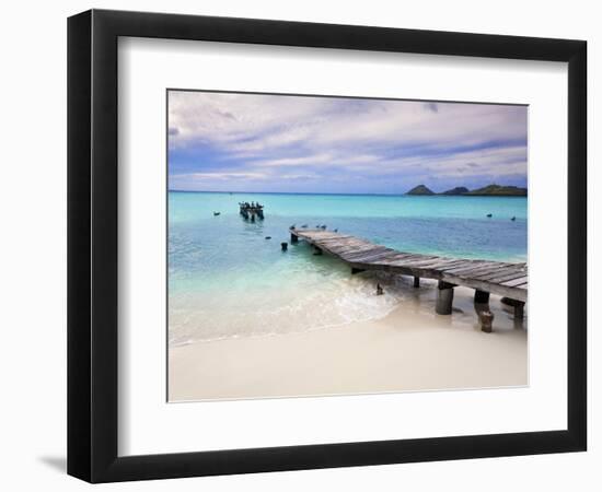 Venezuela, Archipelago Los Roques National Park, Pier on Madrisque Island-Jane Sweeney-Framed Photographic Print