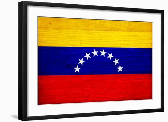 Venezuela Flag Design with Wood Patterning - Flags of the World Series-Philippe Hugonnard-Framed Art Print