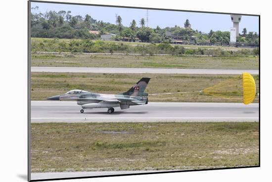 Venezuelan Air Force F-16 Landing with Parachute Brake Deployed-Stocktrek Images-Mounted Photographic Print