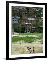 Venezuelan Children Play Soccer at the Resplandor Shantytown-null-Framed Photographic Print