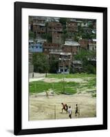 Venezuelan Children Play Soccer at the Resplandor Shantytown-null-Framed Photographic Print