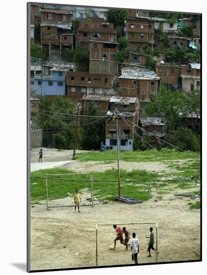 Venezuelan Children Play Soccer at the Resplandor Shantytown-null-Mounted Photographic Print