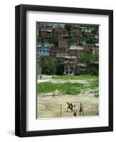 Venezuelan Children Play Soccer at the Resplandor Shantytown-null-Framed Photographic Print