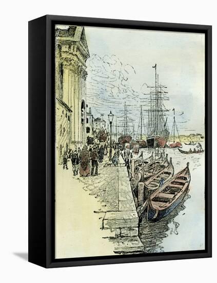 Venice, 1892, a Ferry by Barca across the Giudecca Italy-null-Framed Stretched Canvas