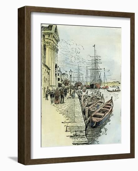 Venice, 1892, a Ferry by Barca across the Giudecca Italy-null-Framed Giclee Print