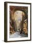 Venice: an Edicola Beneath an Archway, with Santa Maria Della Salute in the Distance, 1853-James Holland-Framed Giclee Print