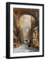 Venice: an Edicola Beneath an Archway, with Santa Maria Della Salute in the Distance, 1853-James Holland-Framed Giclee Print